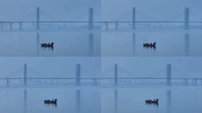 江河 渔船 泉州湾跨海大桥