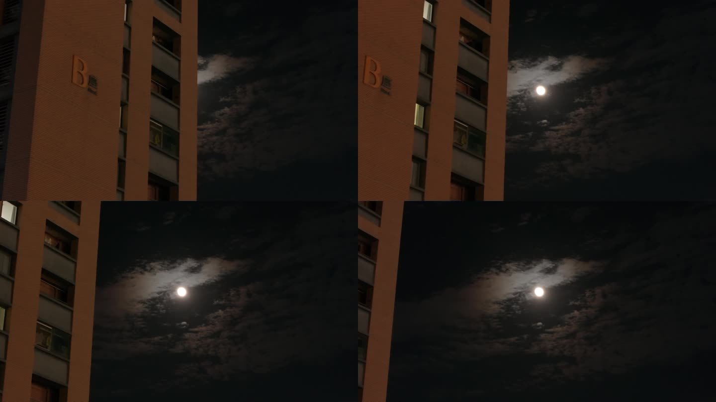 4k航拍夜空月亮
