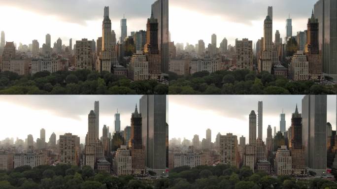 城市航拍纽约中央公园亿万富翁街摩天大楼