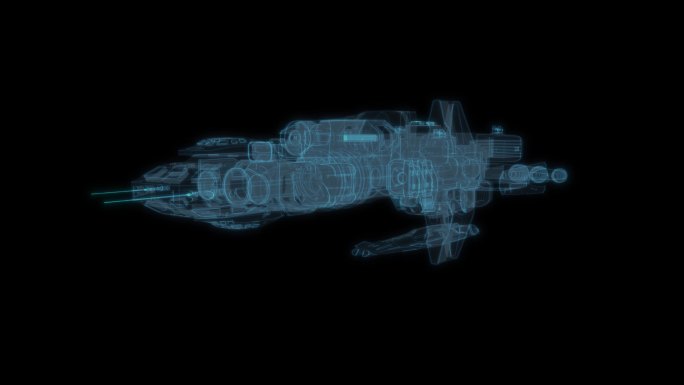 宇宙飞船1科幻透明网格线框机械机甲飞行器