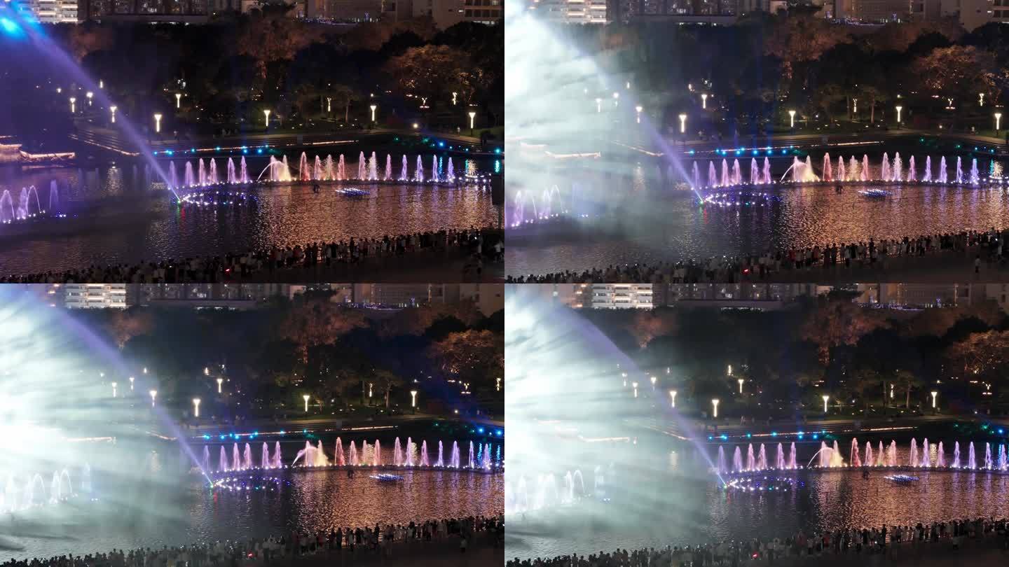佛山市文华公园水舞声光秀喷泉夜景