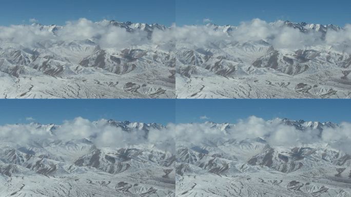 祁连山雪山户外山区旅行航拍冬季雪山