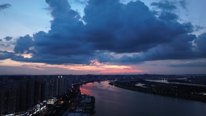 遂宁高空航拍 大全景 圣莲岛 4K 晚霞