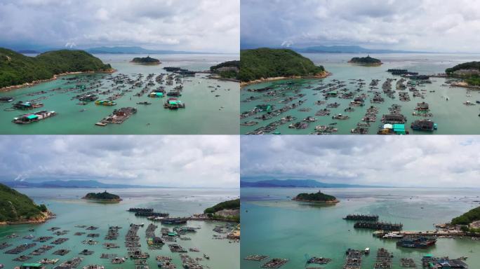 海上房子渔村渔民生活场景航拍05