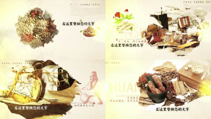 中国风中医文化图文展示AE模板