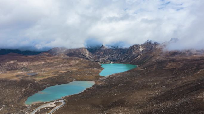 航拍姊妹湖风景延时合集