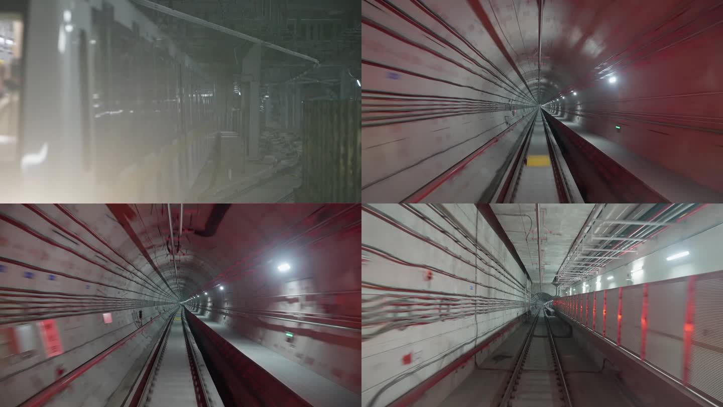 4K地铁进站隧道素材