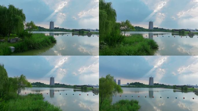 4K正版-航拍西安世博园长安塔01