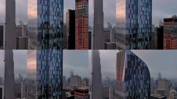 城市航拍纽约曼哈顿One57摩天大楼白云