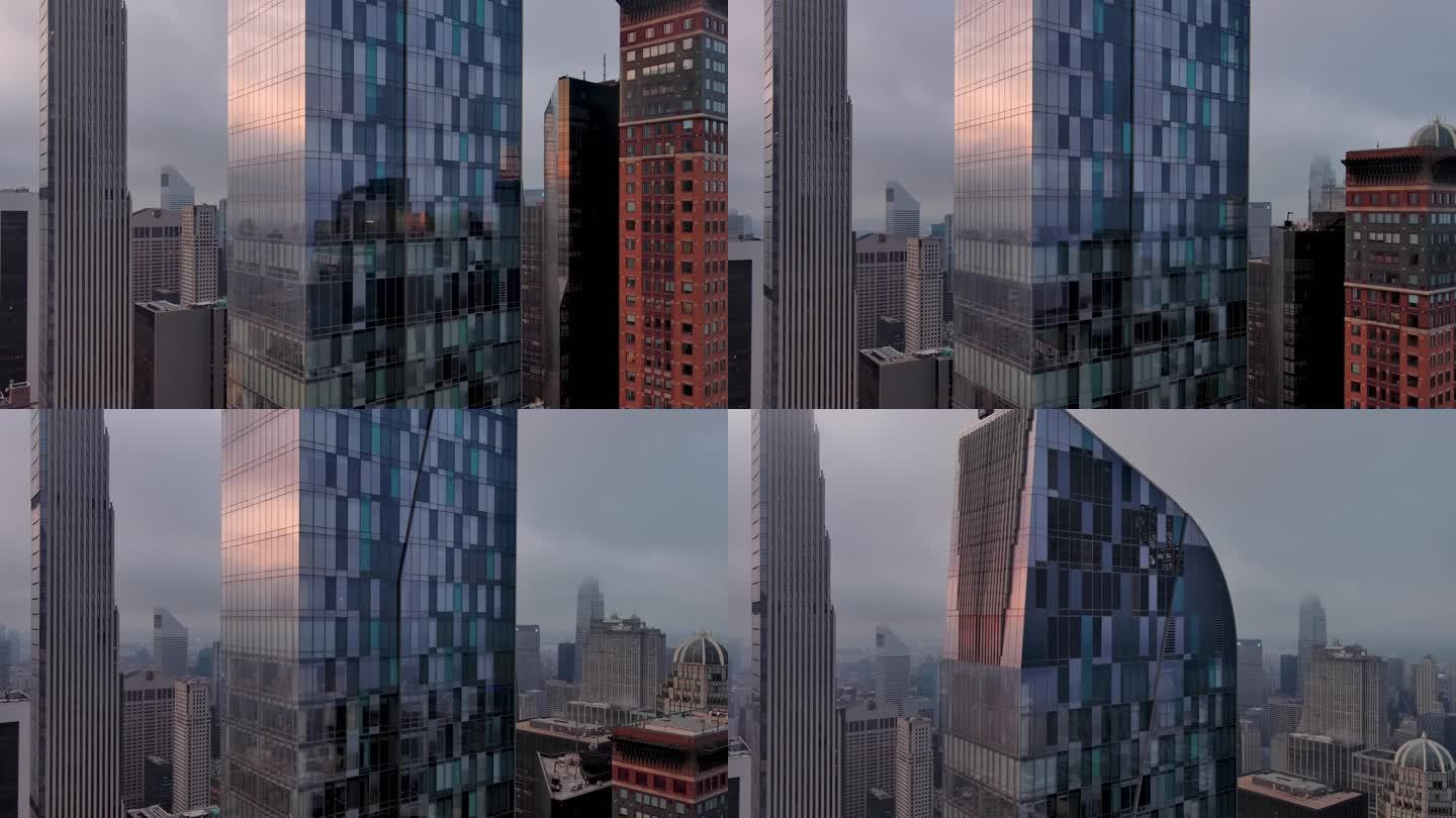城市航拍纽约曼哈顿One57摩天大楼白云