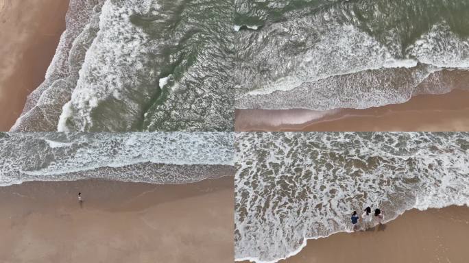 海滩浪花海浪航拍4K小升格视频