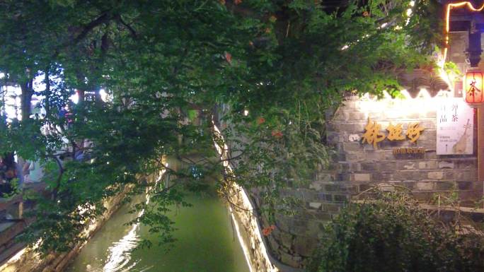 江苏苏州观前街夜景航拍