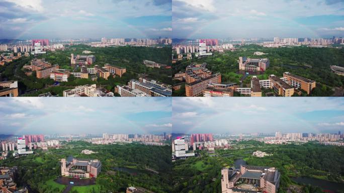 福州大学雨后彩虹航拍空镜宣传片