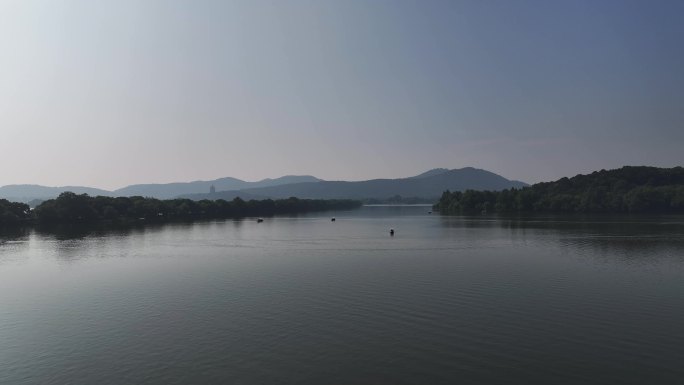 航拍夏季西湖风光