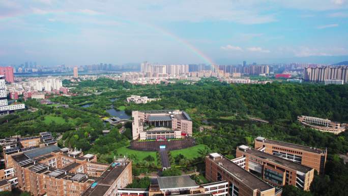 福州大学雨后彩虹航拍空镜宣传片