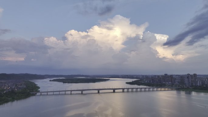 遂宁高空航拍 大全景 圣莲岛 4K 晚霞