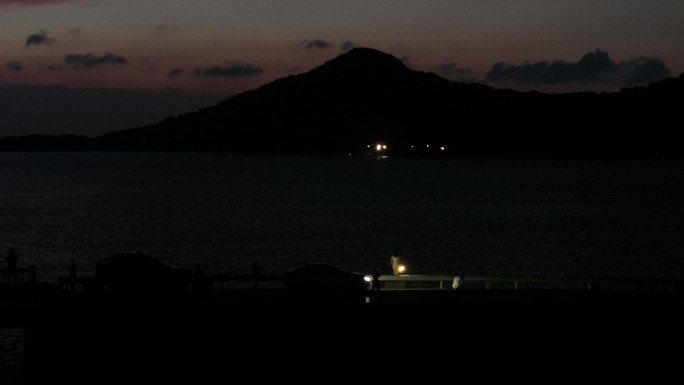 台州温岭松门镇南港村夜景航拍