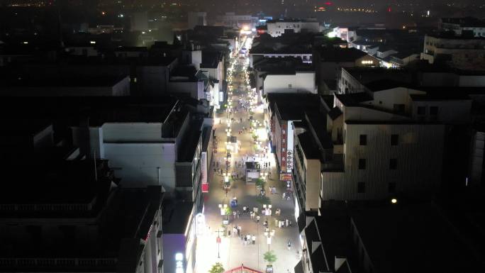 江苏苏州观前街夜景航拍