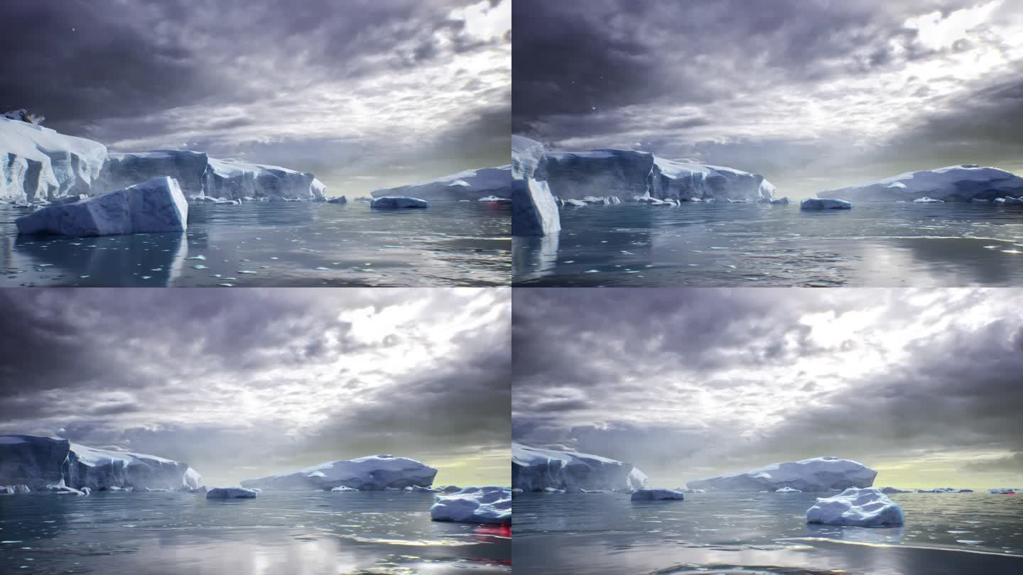 【4k】冰川融化雪山北极南极