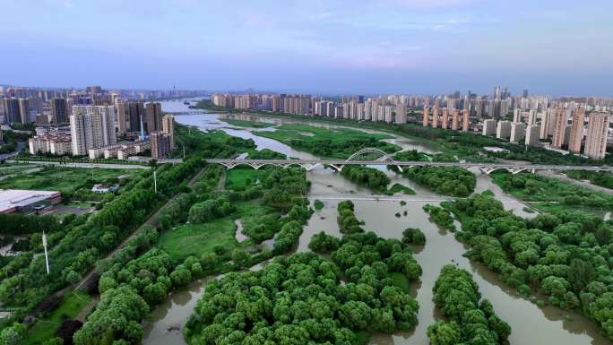 洛阳城市航拍 洛河两岸