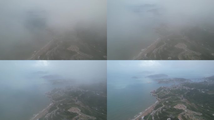 台州海边石塘蓝天白云大海