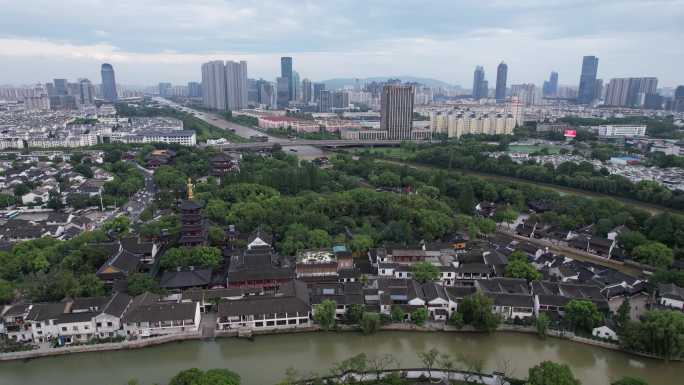 江苏苏州姑苏寒山寺航拍