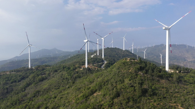 风车 发电 新能源 清洁能源 电力 山顶
