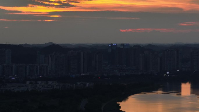 遂宁高空航拍 大全景 圣莲岛 4K 晚霞