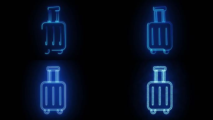 拉杆箱线描标识轮廓描边发光