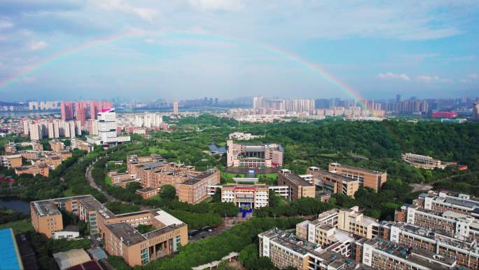 福州大学雨后彩虹航拍空镜宣传片