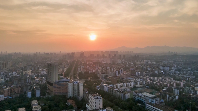 航拍赣州日落赣州夕阳赣州延时