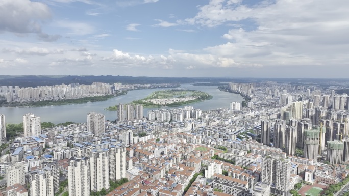 遂宁高空航拍 大全景 圣莲岛 4K