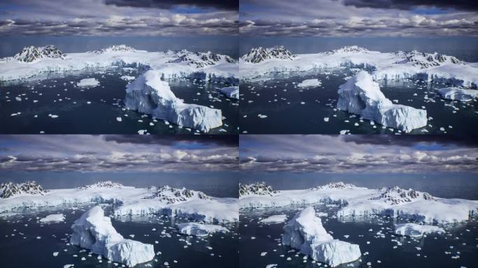 【4k】冰川融化雪山北极南极5