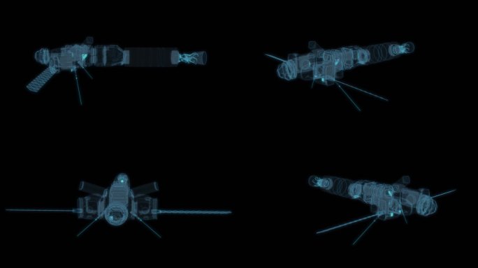 宇宙飞船3科幻透明网格线框机械机甲飞行器