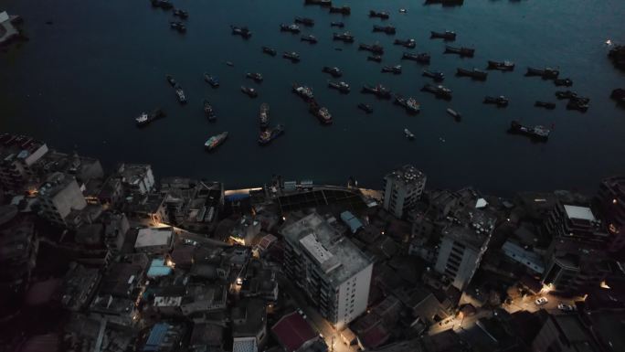 福州连江北茭村航拍夜景空镜宣传片