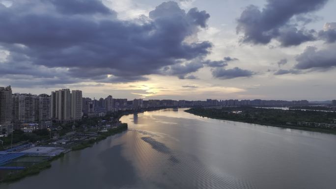 遂宁高空航拍 大全景 圣莲岛 4K 晚霞