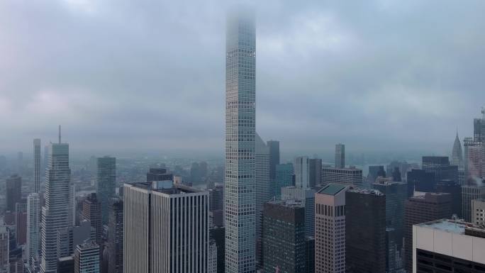 城市航拍纽约公园大道432号摩天大楼白云