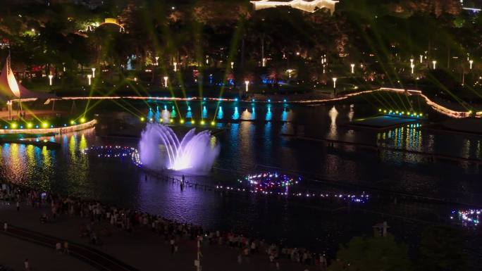 佛山文华公园水舞声光秀喷泉夜景