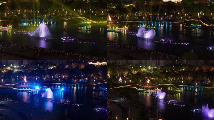 佛山文华公园水舞声光秀喷泉夜景
