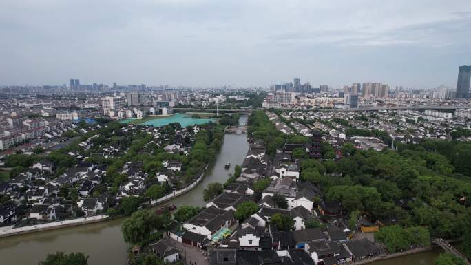 江苏苏州姑苏寒山寺航拍