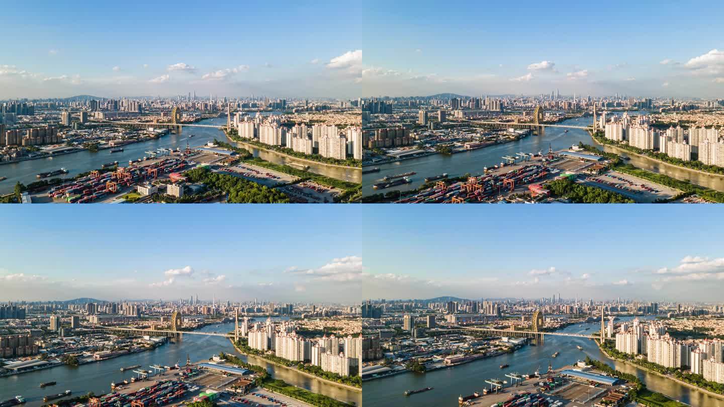 佛山南海国际货柜码头、广州圆大厦延时摄影