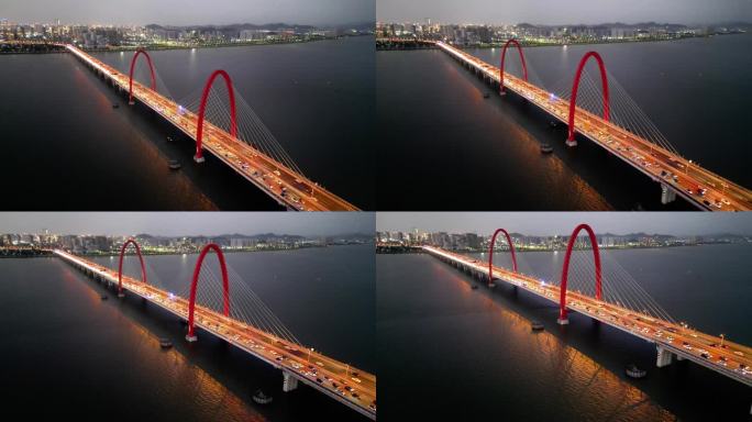 之江大桥全景4K夜景航拍
