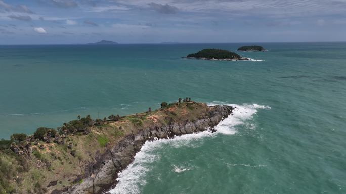 航拍泰国普吉岛拉威蓬贴海岬海滨自然风光