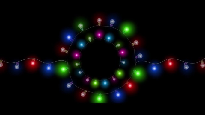 节日主题框架，由五颜六色的圣诞灯组成。