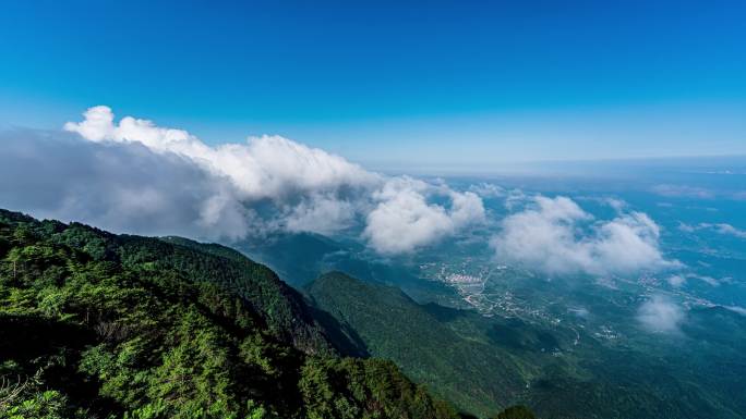 4K岳阳天岳幕阜山天空之境日落航拍延时