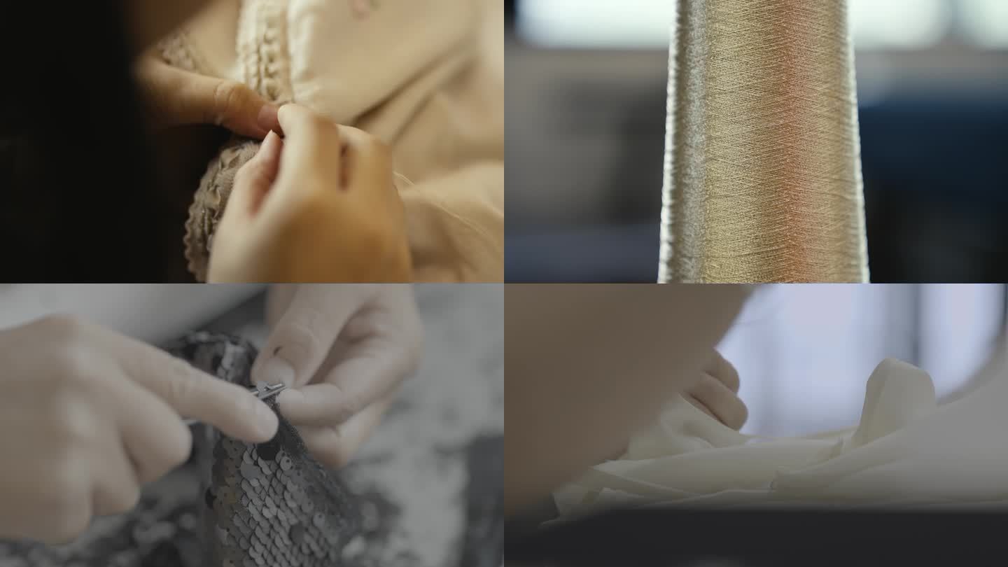 纺织工艺缝纫特写镜头空镜