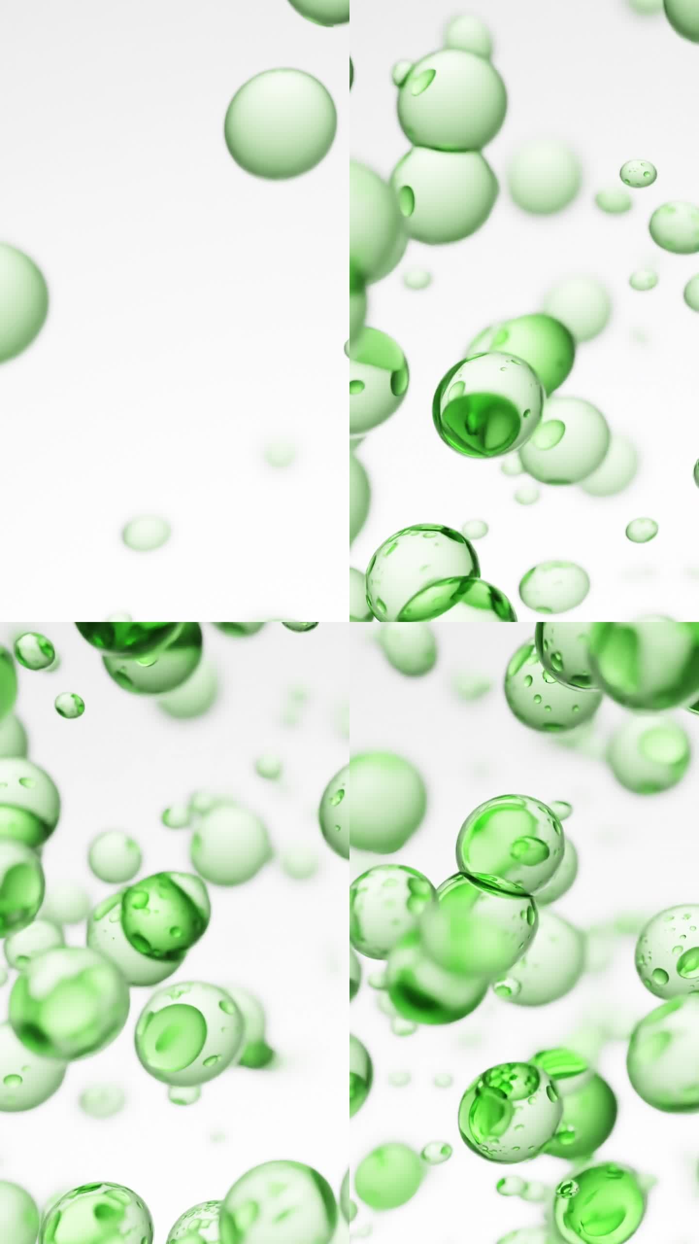 上升的液体气泡呈绿色