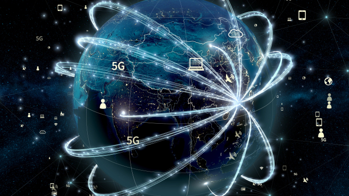 【原创】5g科技地球光线汇聚