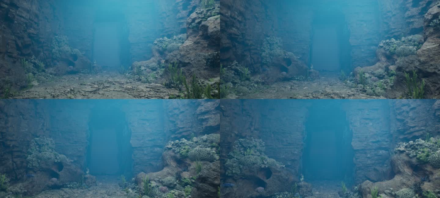 4k梦幻海底水下洞穴海底世界穿梭