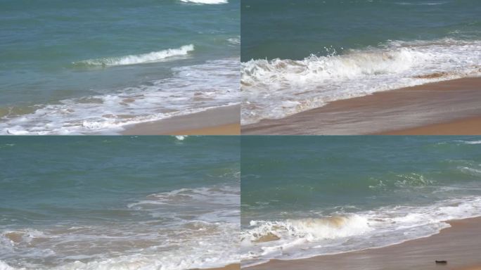 海浪撞击海岸用长焦镜头变焦